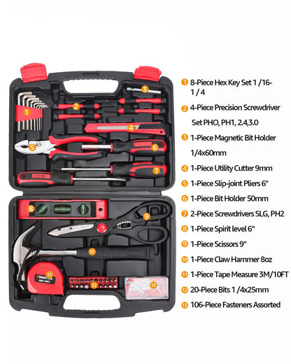 KingTool Home Repair Tool Kit - 149 Pieces Basic Home Repair Tool Set, General Mechanic Tool Set, General Household Tool Kit with Plastic Toolbox, Perfect for Homeowner, Office & College Repairs