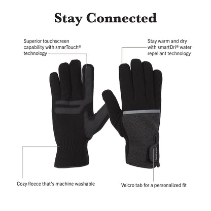 Isotoner Men's Stretch Tech Gloves with Velcro Closure