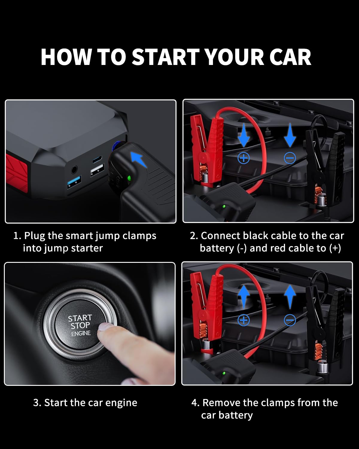 3000A Portable Jump Starter for Gas and Diesel