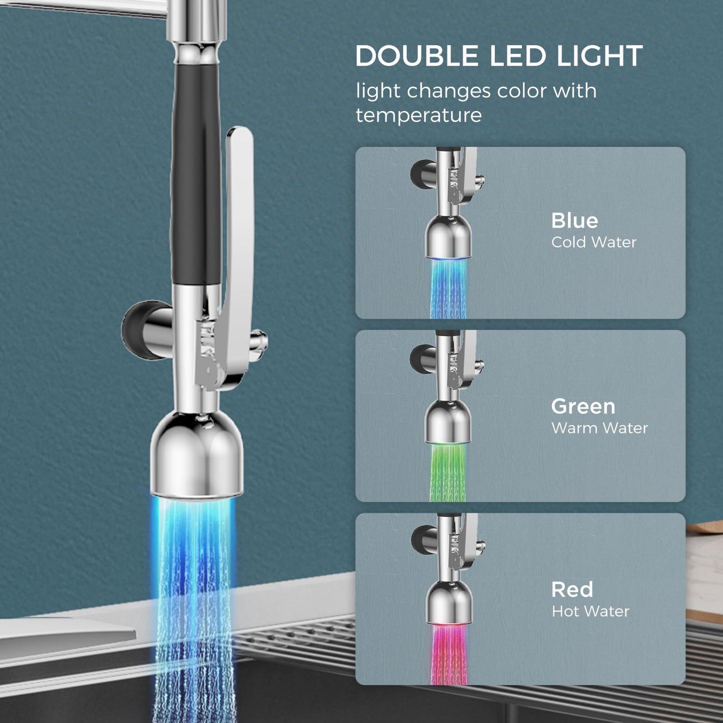 FORIOUS LED Pull Down Kitchen Faucet