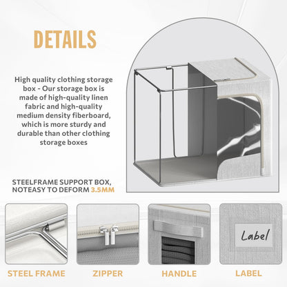 2 Pack Foldable Storage Bins with Clear Window