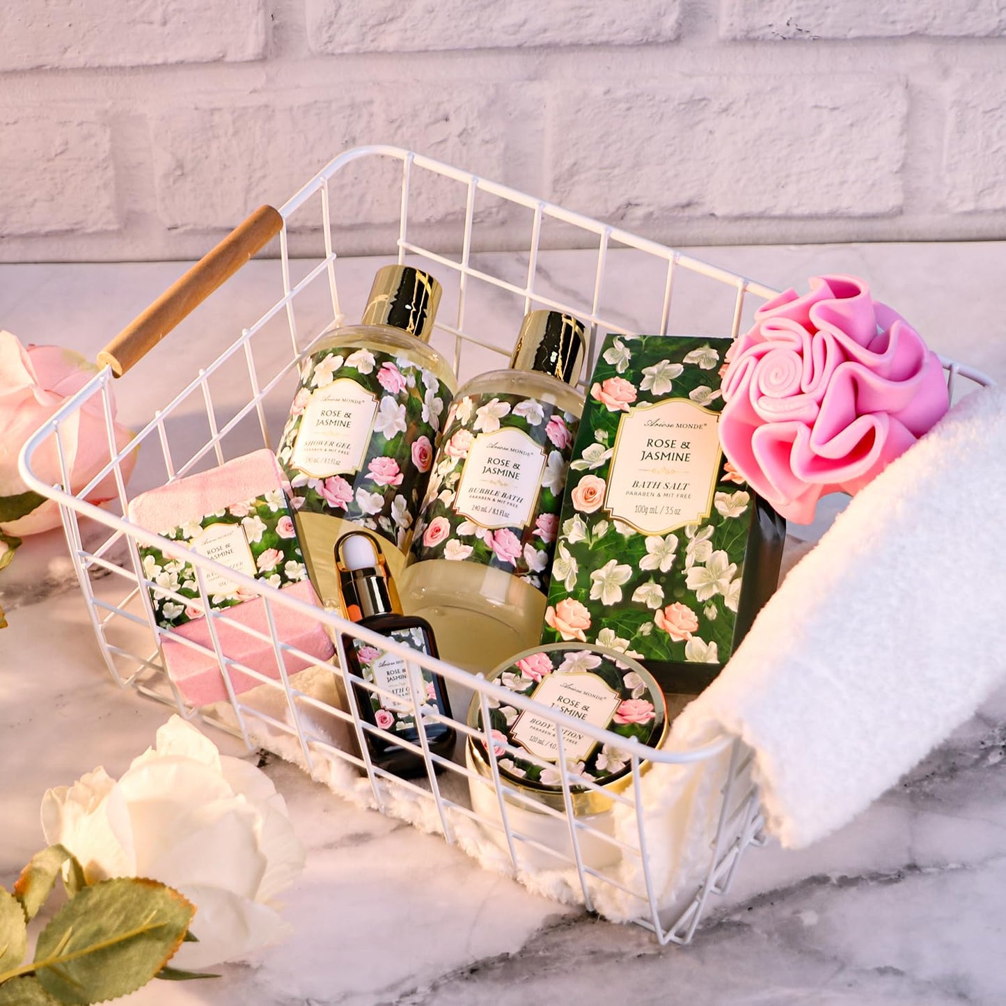 Rose & Jasmine Spa Gift Basket for Women