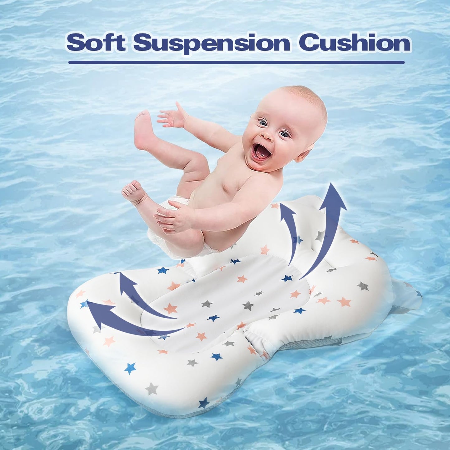 NAPEI Collapsible Baby Bathtub,Baby Bath Tub with Soft Cushion & Thermometer,Baby Bathtub Newborn to Toddler 0-36 Months,Portable Travel Baby Tub,Blue