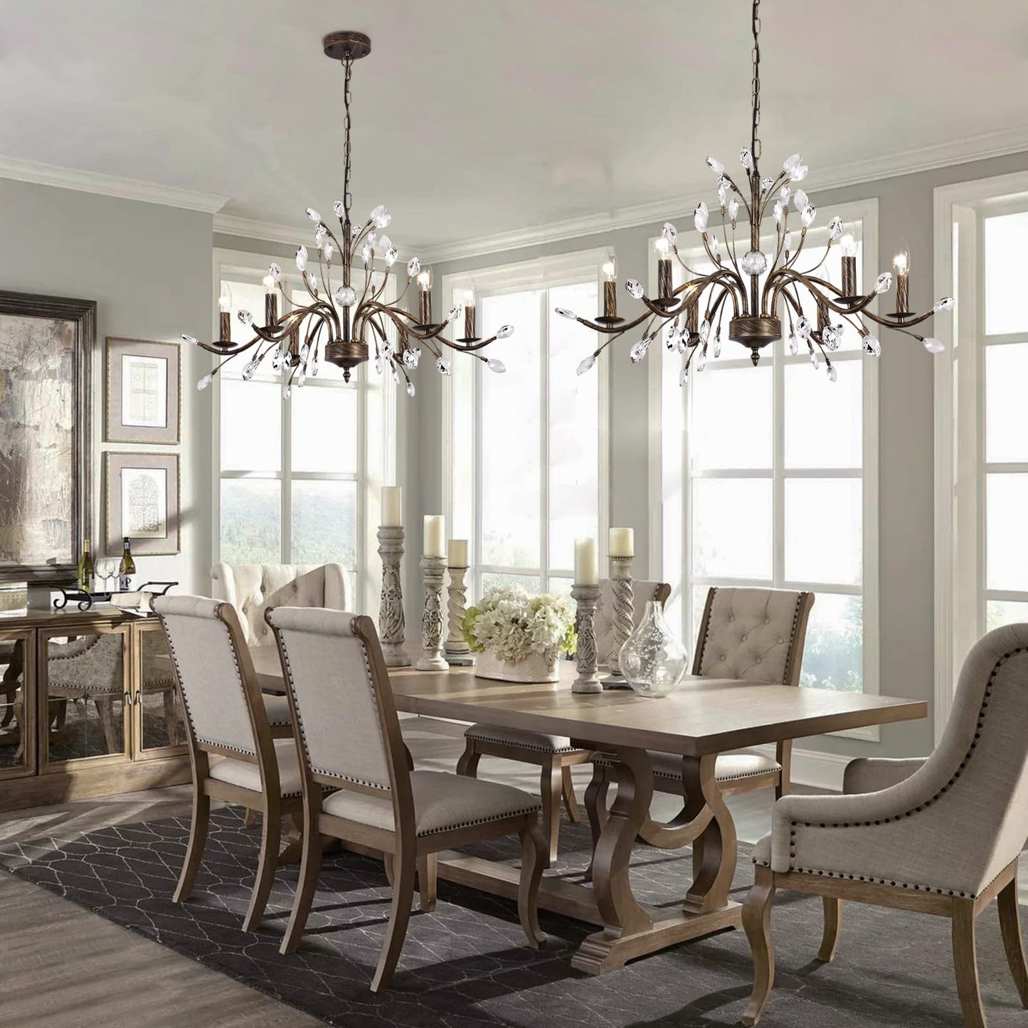 Zicbol 6-Light Vintage Crystal Chandelier Pendant