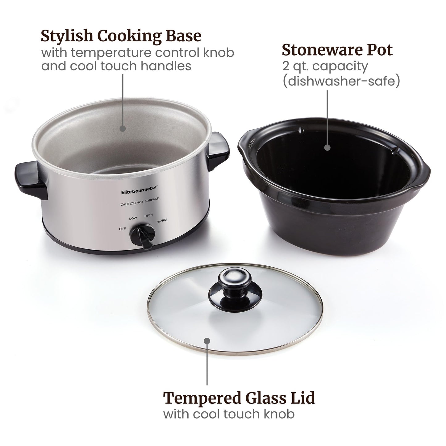 2 Quart Elite Gourmet Electric Slow Cooker