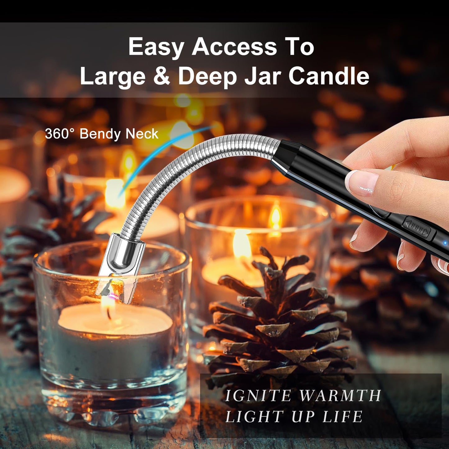 2 Pack Rechargeable Electric Lighters for BBQ & Candles