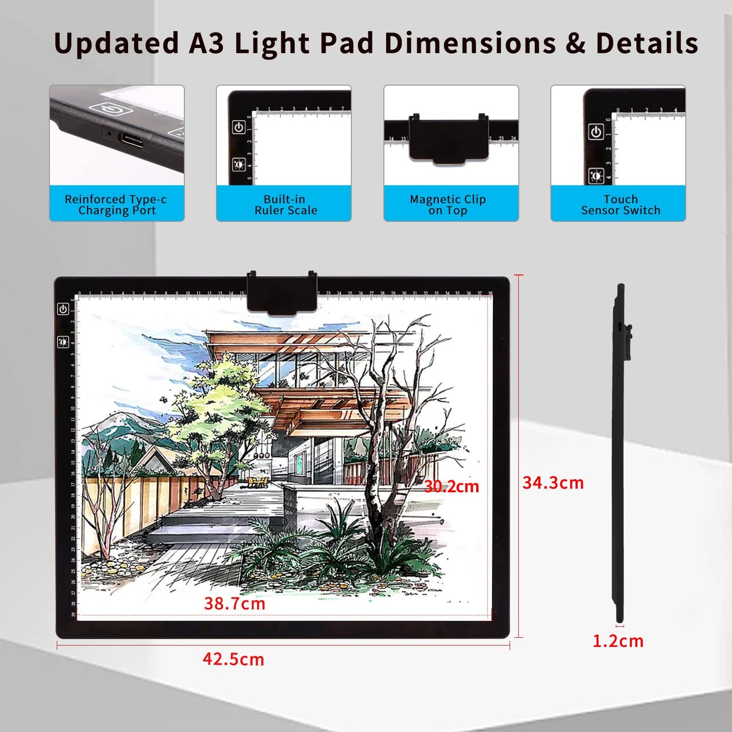 iVAOOZE A3 LED Light Pad with Dimmable Brightness
