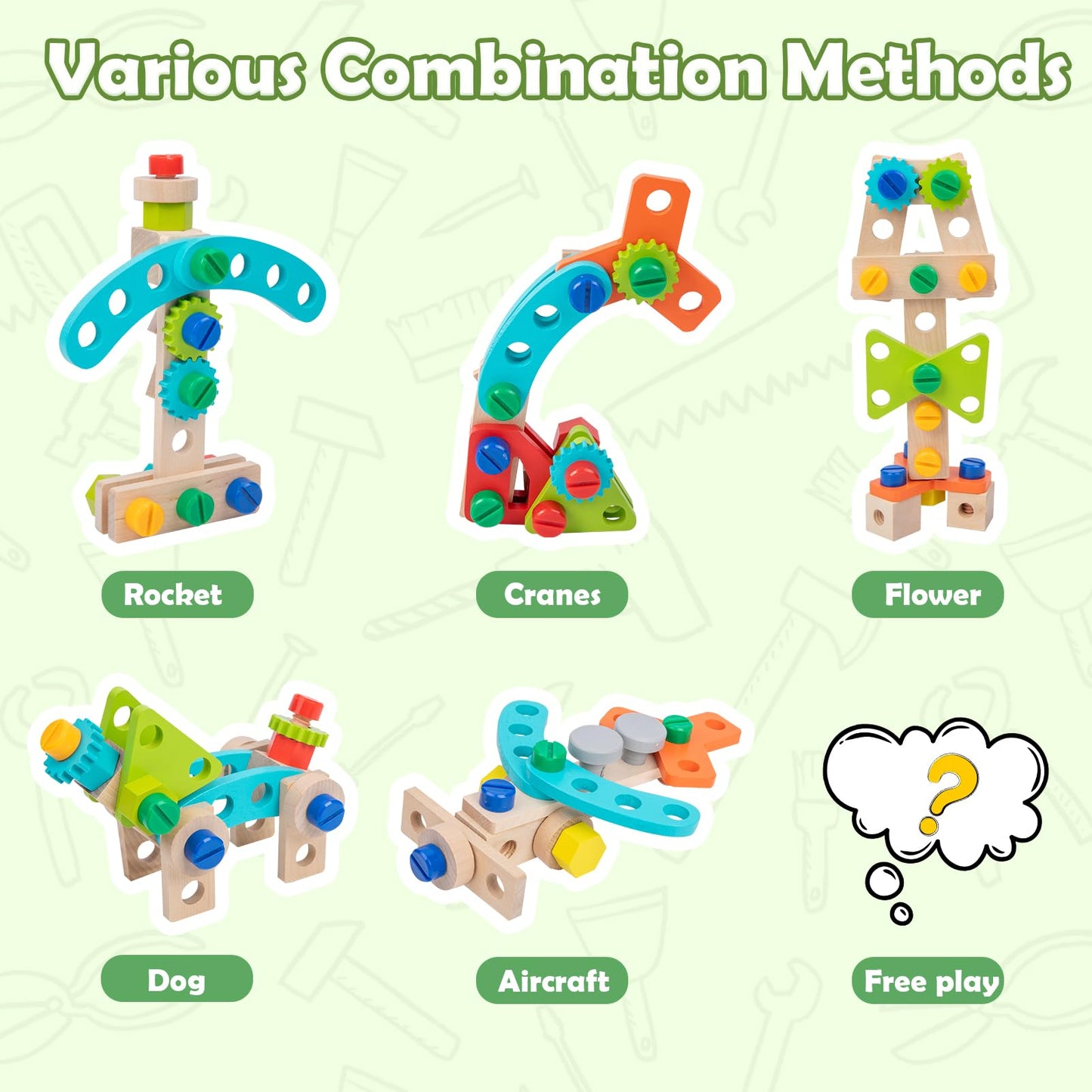 Kids Wooden Tool Set for Pretend Play STEM