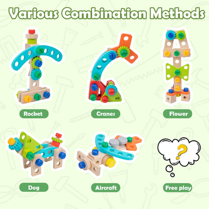 Kids Wooden Tool Set for Pretend Play STEM