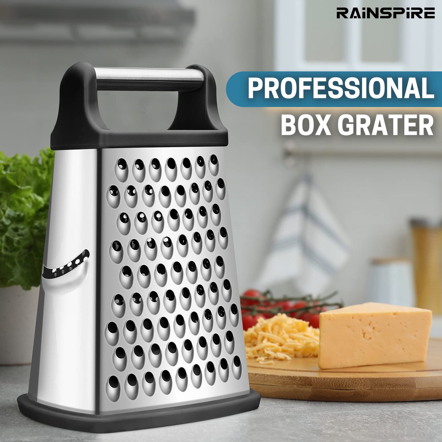 Rainspire Stainless Steel Box Grater with Handle