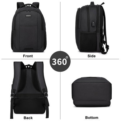 Black Backpack for School, School BackPack for Teens, Girls and Boys, with 15.6 inch Laptop Bookbag for College, Large Computer Back Pack with Compartments for Men & Women