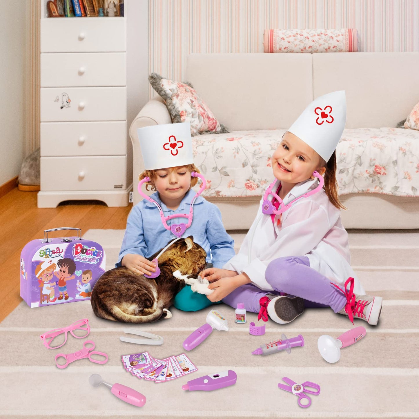 Gifts2U Doctor Kit for Kids, 28 Pieces Pretend Play Educational Toy Doctor Kit, Medical Kit with Sethoscope Doctor Playset for for Girls Ages 3-6