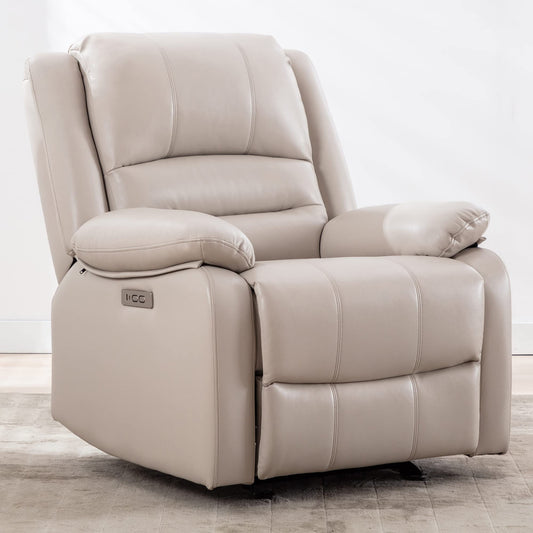 Power Recliner Chair with USB Port, Cream