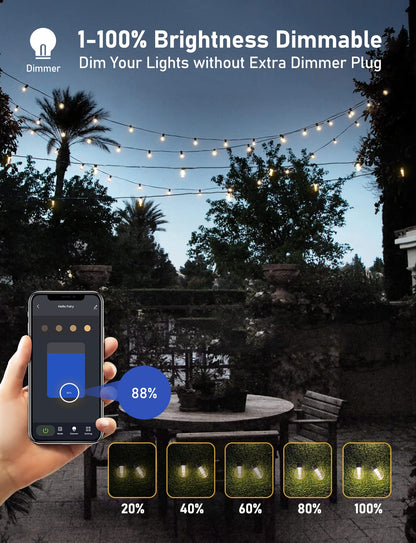 Aoycocr 25FT Waterproof Outdoor String Lights with App