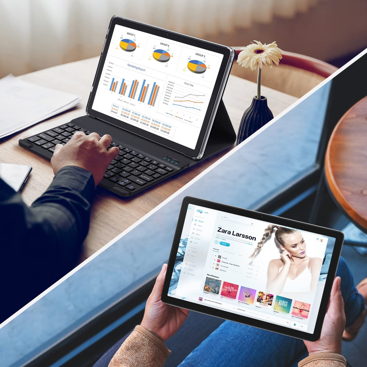 10.1" 2-in-1 Android Tablet with Keyboard