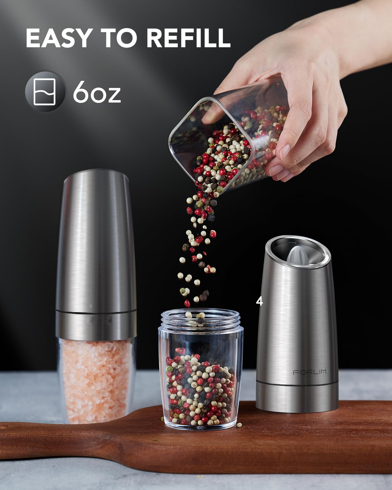 FORLIM Electric Salt and Pepper Grinder Set