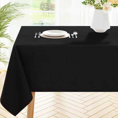 smiry Rectangle Table Cloth, Waterproof Anti-Scratch Polyester Tablecloth, Decorative Washable Fabric Table Cover for Dining, Buffet, Parties and Outdoor, 60x84, Black