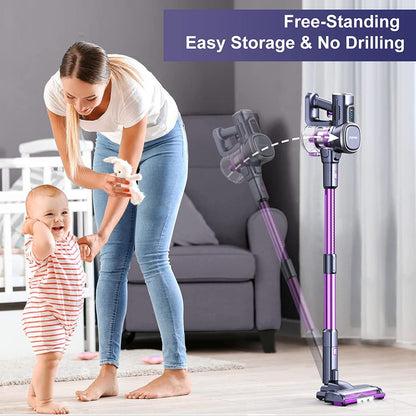 Lubluelu Cordless Vacuum Cleaner,25000Pa Cordless Stick Vacuum with 235W Brushless Motor, 50min Runtime, Detachable Battery, Self-Standing Vacuum for Hard Floor, Carpet, Pet Hair