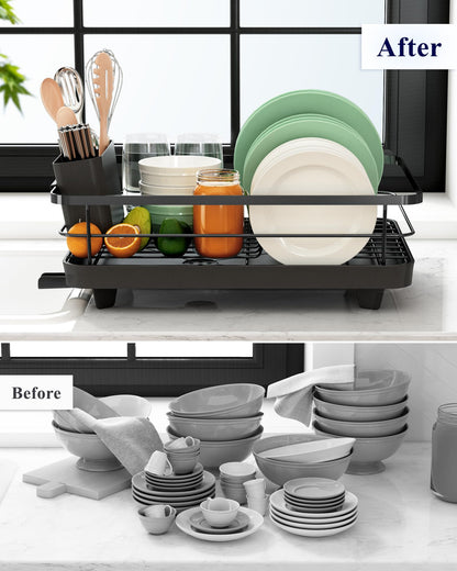 Kitsure Dish Drying Rack with Cutlery Holder