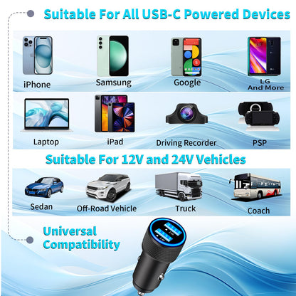 4.8A Dual USB Car Charger with 2 Pack Cable