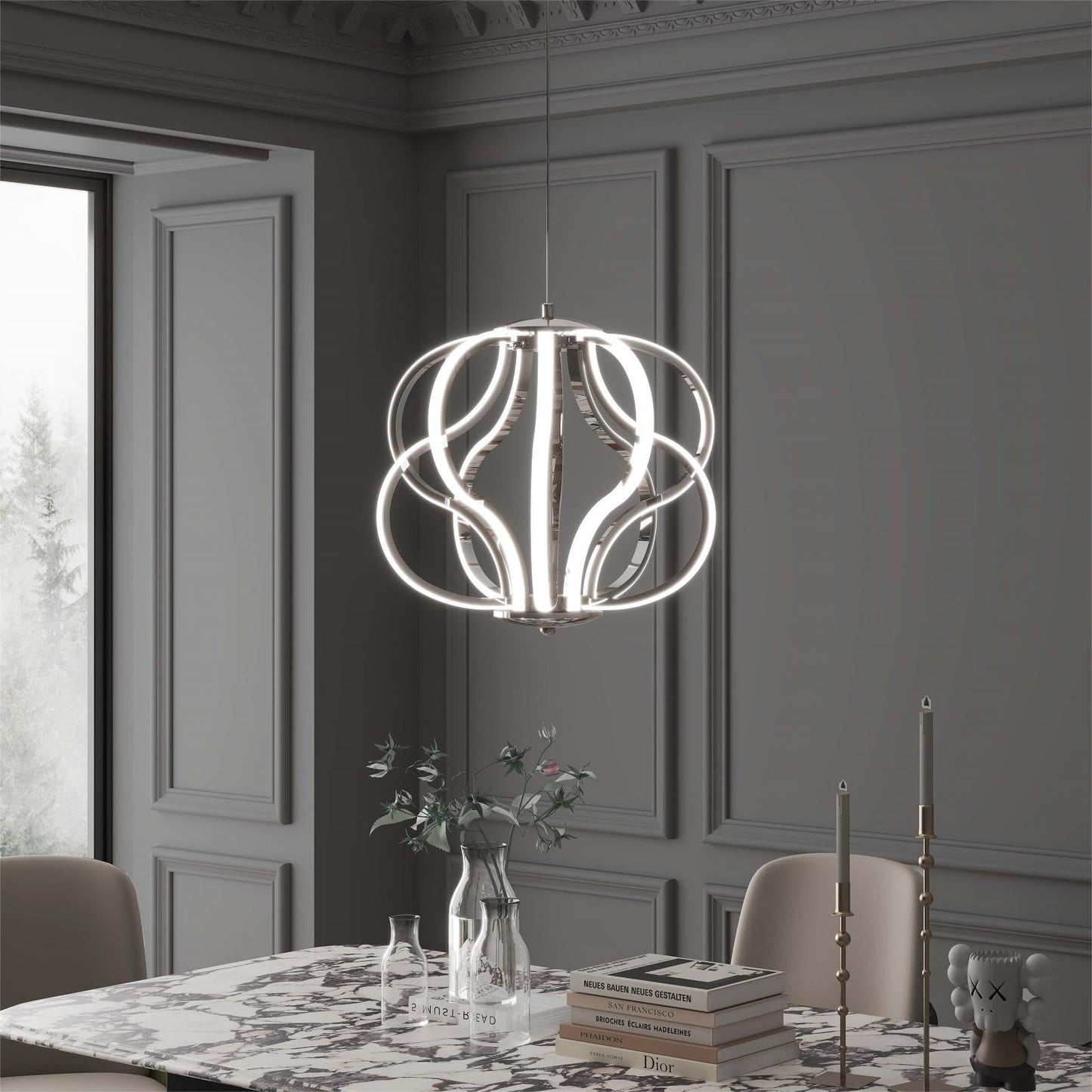 UPDATE: DEAD! Modern LED Chandelier,Chrome Hanging Pendant Lights,Easy Install Suitable for Dining Room Living Room Bedroom Kitchen and Corridor (10 Light, Silver)