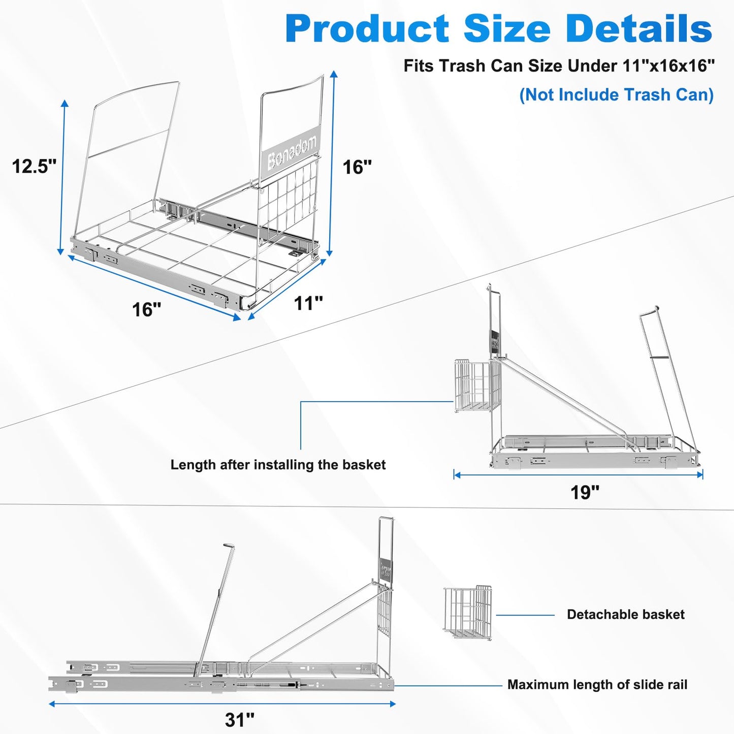 Pull Out Kitchen Trash Can Under Cabinet Kit