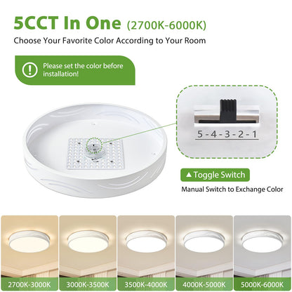 Modern Dimmable Ceiling Light Fixture,5CCT in One LED Flush Mount Kitchen Lights,Round Close to Ceiling Lamp for Bedroom Living Room Hallway Entryway Laundry Room Bathroom(White,15.75 in,ETL Listed)