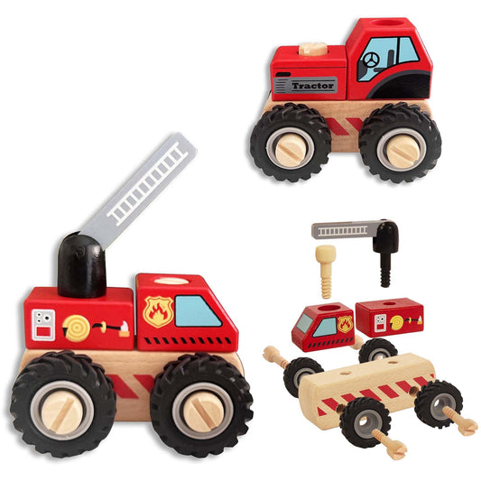 2 Pcs Wooden Construction Vehicles for Toddlers