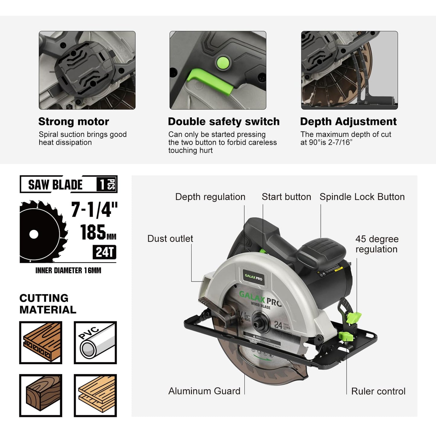 GALAX PRO 11 Amp Circular Saw for Wood Cutting