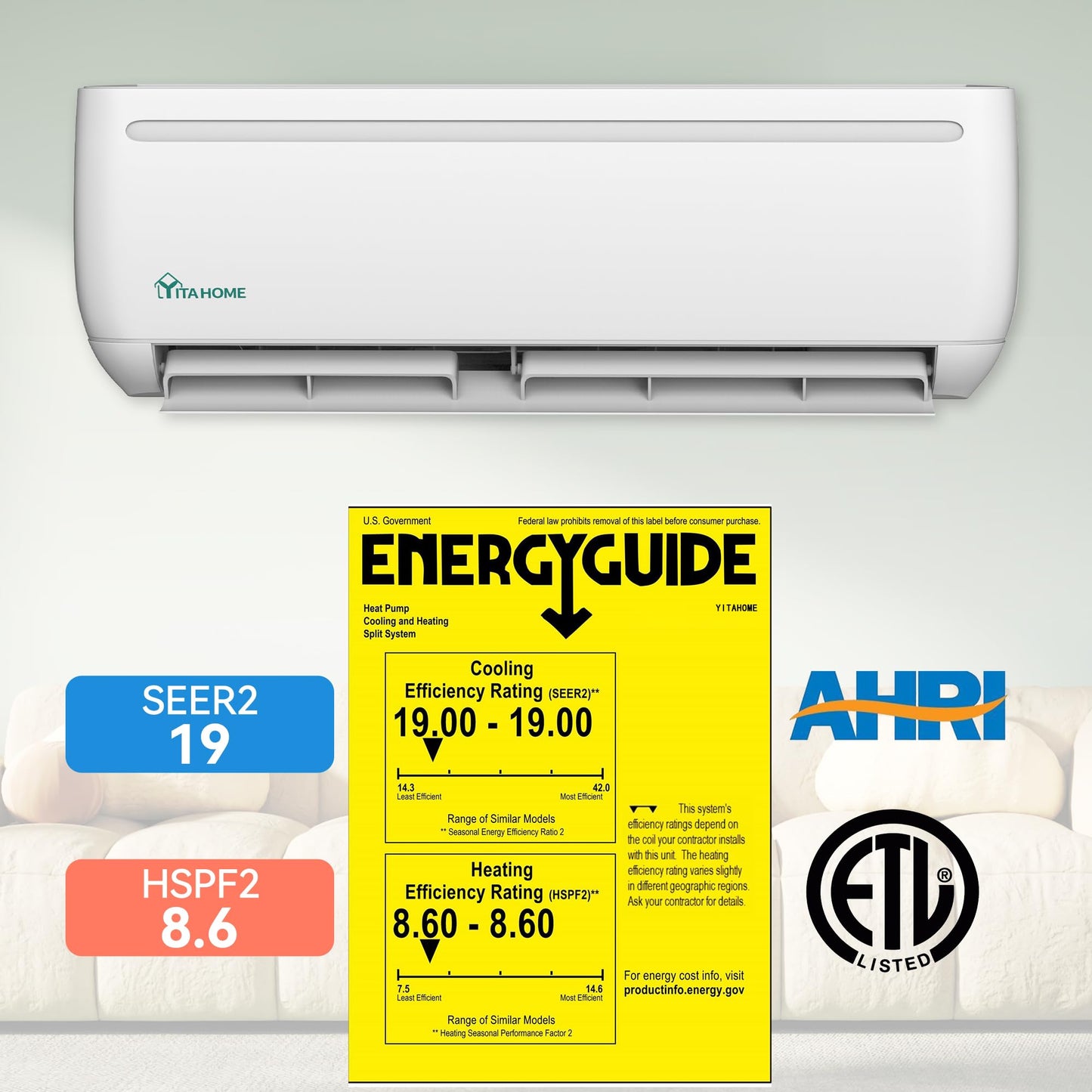 9000 BTU YITAHOME Mini Split AC Heat Pump