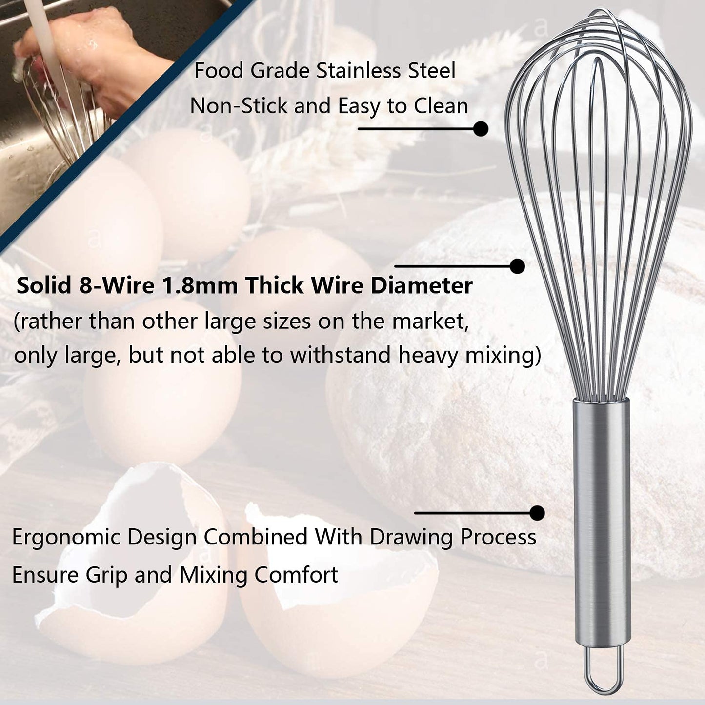 Stainless Steel Whisk Set - 3 Pack