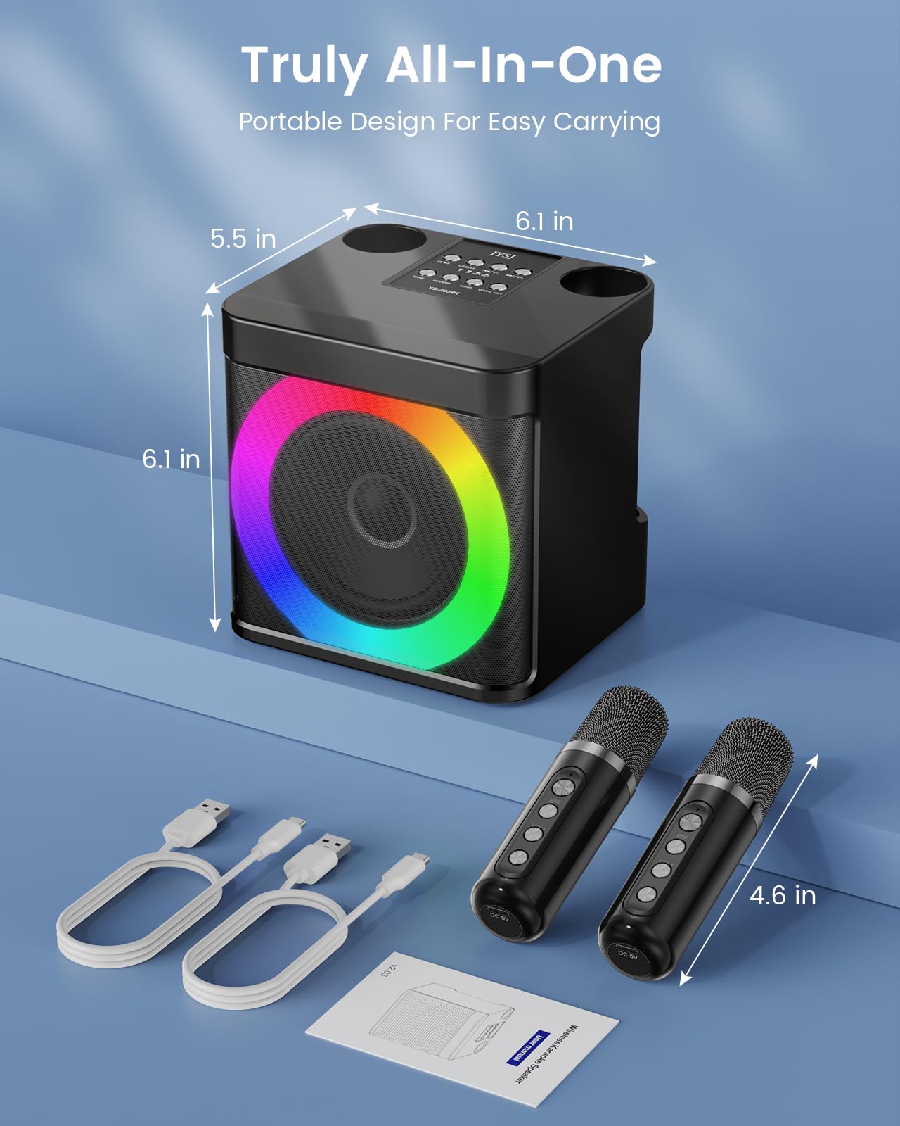 Karaoke Machine with 2 Wireless Microphones