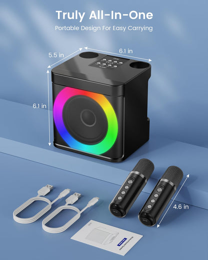 Karaoke Machine with 2 Wireless Microphones