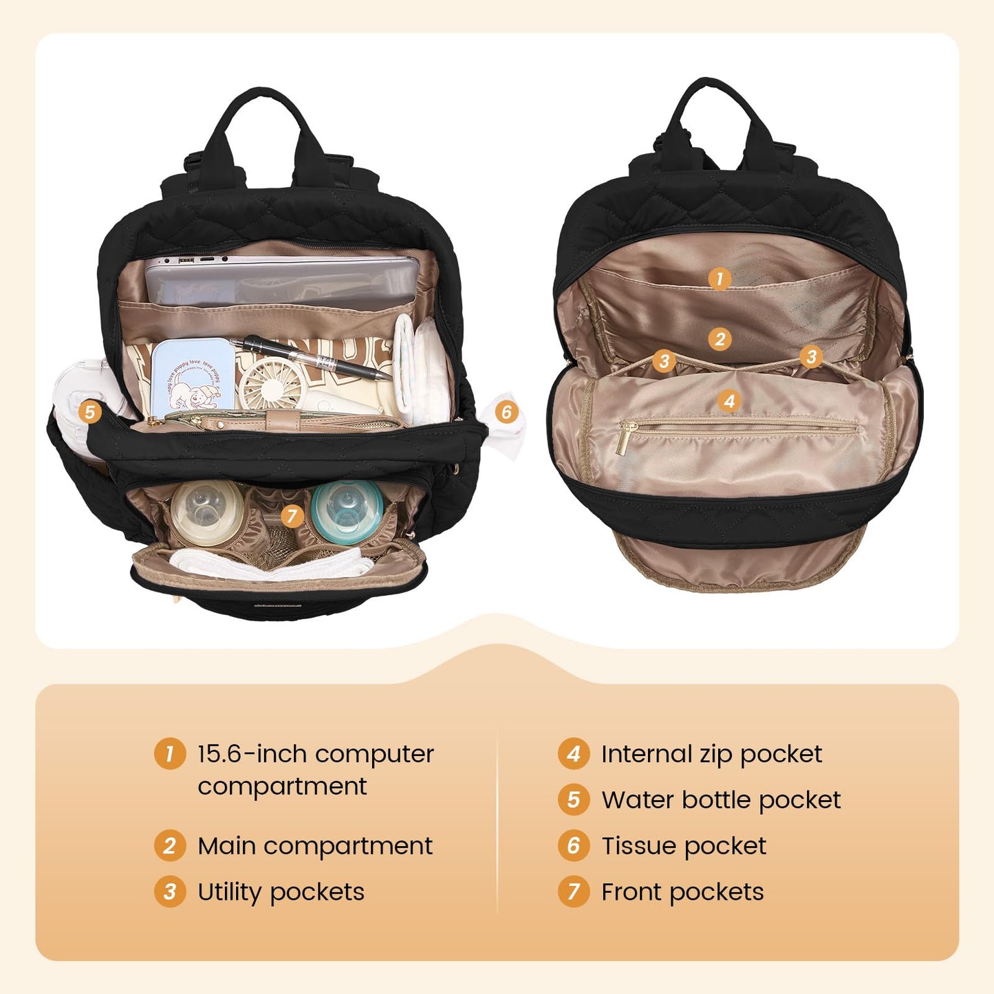 LOVEVOOK Diaper Bag Backpack with Insulated Pockets