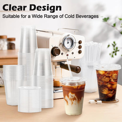 100 Pack Lamosi Clear Plastic Cups with Lids
