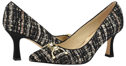 Nine West Women's JELLA Pump, Black/White Tweed Multi 003, 8