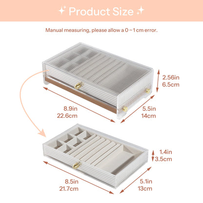 Acrylic Jewelry Box with Wood Dividers & Drawers
