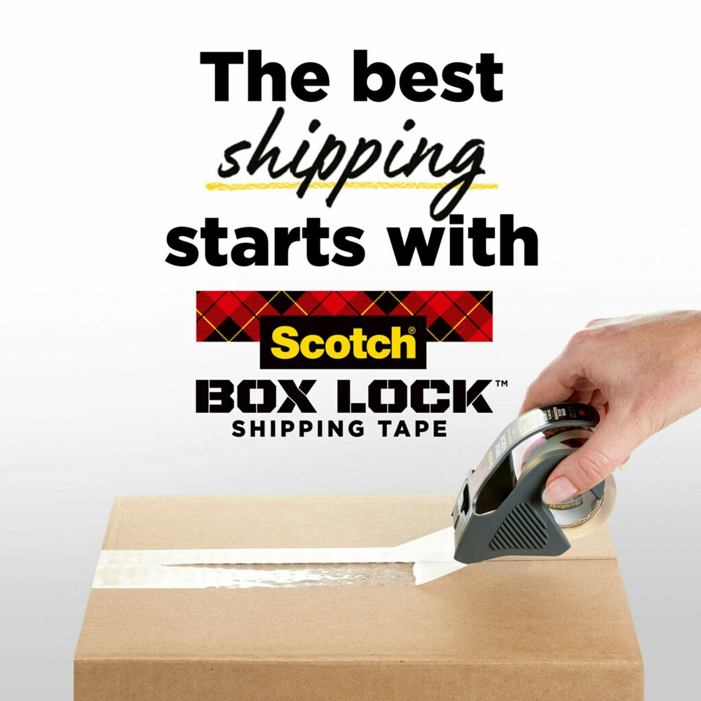 Scotch Box Lock Packaging Tape, 6 Rolls with Dispenser, 1.88 in x 800 in, Extreme Grip Packing, Shipping and Mailing Tape, Sticks Instantly to Any Box