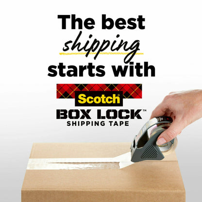 Scotch Box Lock Packaging Tape, 6 Rolls with Dispenser, 1.88 in x 800 in, Extreme Grip Packing, Shipping and Mailing Tape, Sticks Instantly to Any Box