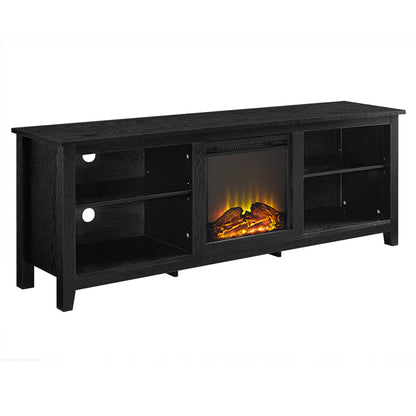 Walker Edison Wren Classic 4 Cubby Fireplace TV Stand for TVs up to 80 Inches, 70 Inch, Black