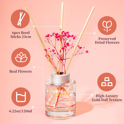 ROUCAS BLANC Reed Diffuser Set, Green Apple and Lily Scented Diffuser with Sticks, 4.22 fl.oz., Room Decor & Bathroom Decor, Aromatherapy Home Fragrance Diffuser Non-Toxic Gift Set