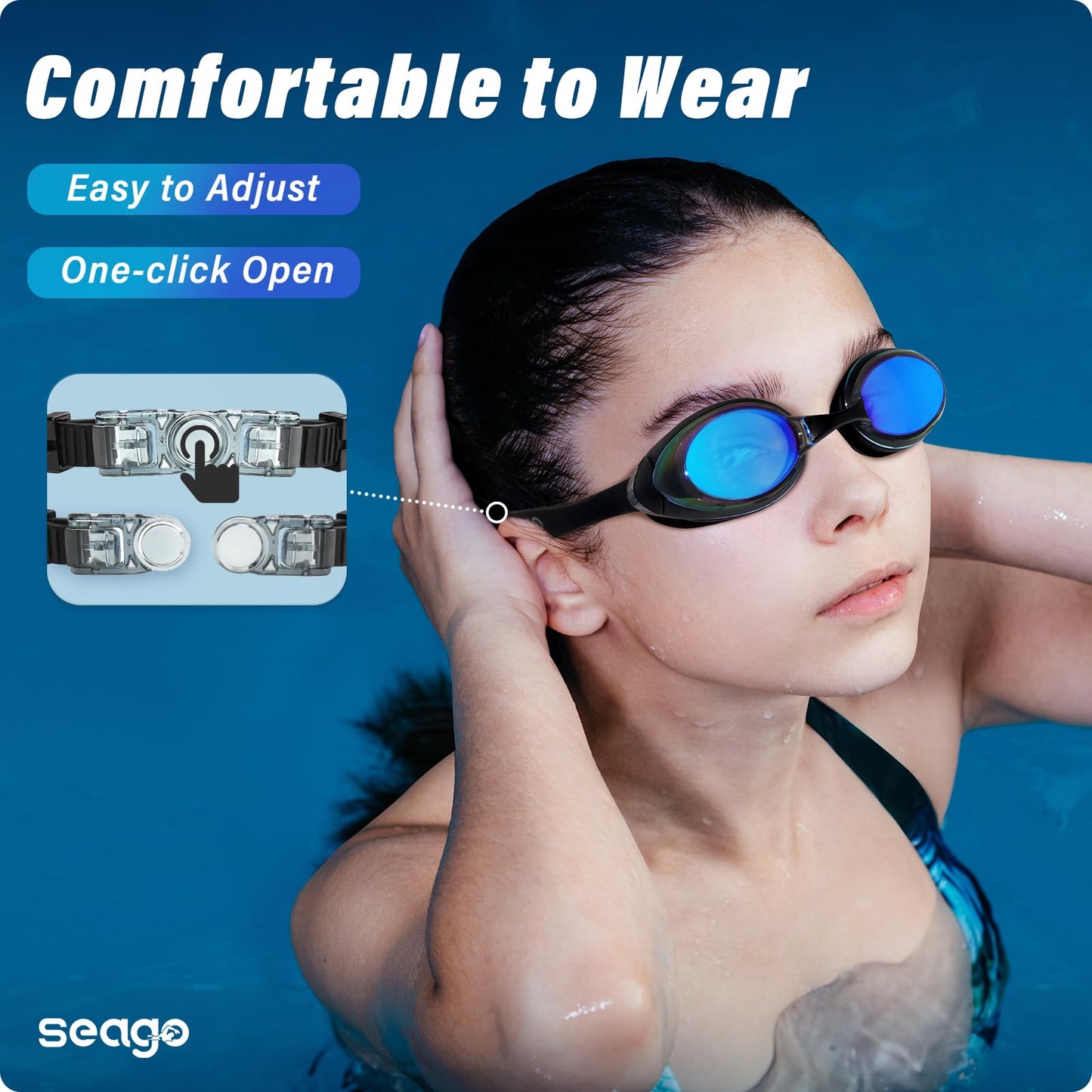 2 Pack Swimming Goggles with Anti-Fog & UV Protection