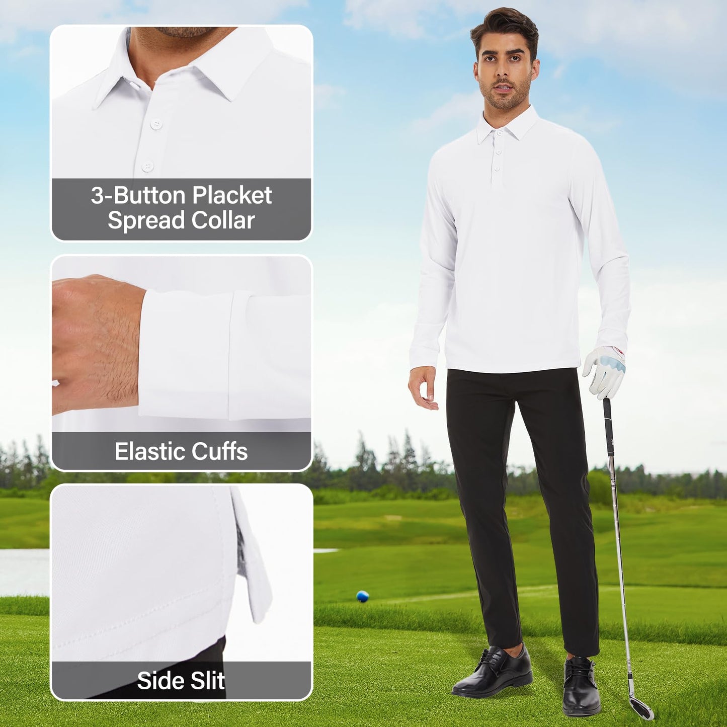 Men's Long Sleeve Golf Shirt UPF 50+ Performance