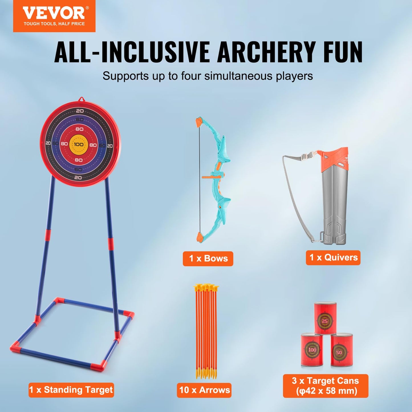 VEVOR Bow and Arrow Set for Kids, LED Light Up Archery Set with 10 Suction Cup Arrows, Indoor Outdoor Toy for Boys Girls Age 4-8 8-12 with Standing Target & Quivers, Ideal Gift for Kids 6 7 8 9 10+