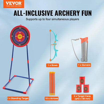 VEVOR Bow and Arrow Set for Kids, LED Light Up Archery Set with 10 Suction Cup Arrows, Indoor Outdoor Toy for Boys Girls Age 4-8 8-12 with Standing Target & Quivers, Ideal Gift for Kids 6 7 8 9 10+