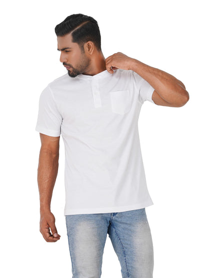 VAST HORIZON Men's Cotton Pocket T-Shirt - White
