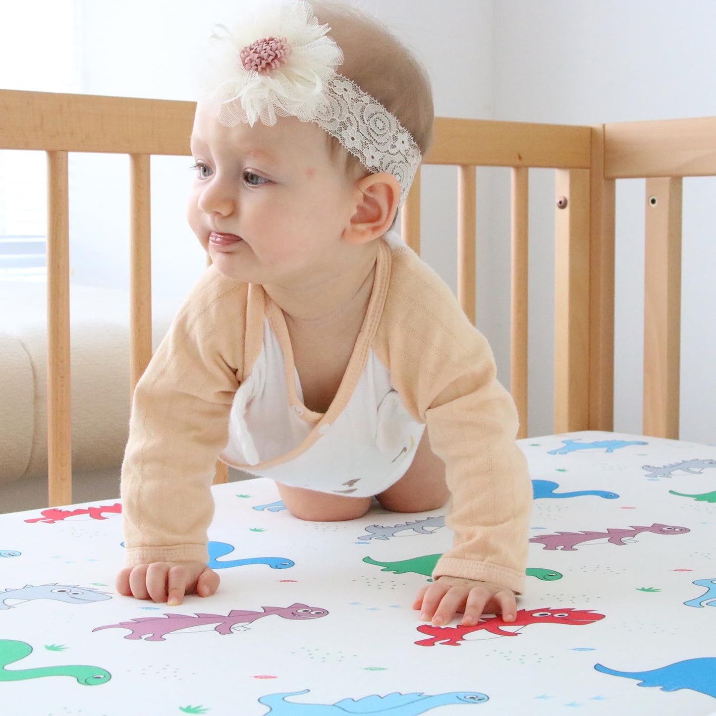 Mini Crib Fitted Sheets 2-Pack - Dinosaurs