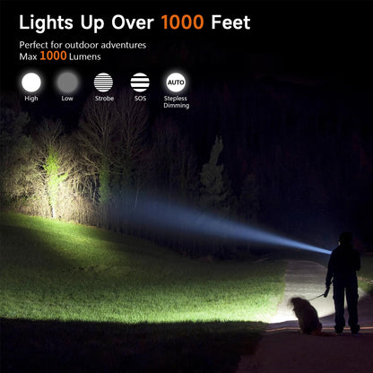 1000LM Rechargeable LED Flashlight with 5 Modes