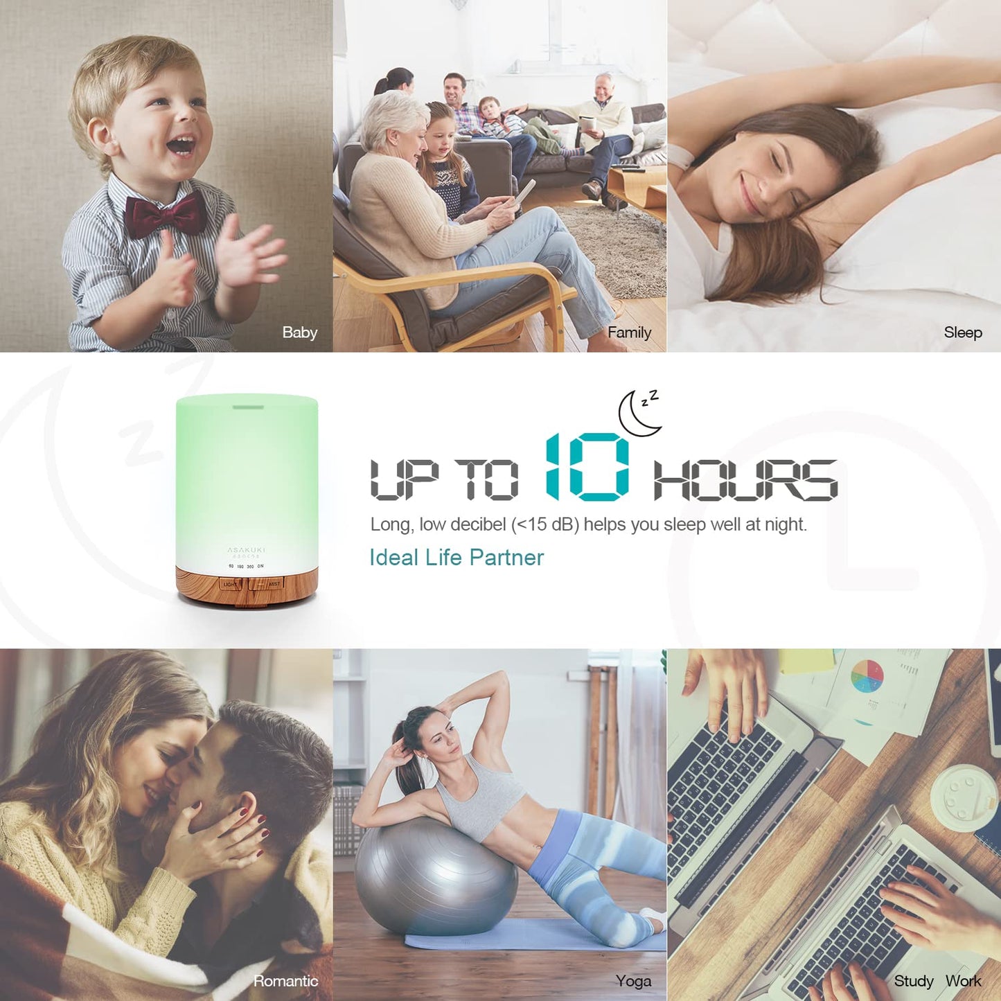 ASAKUKI 300ML Essential Oil Aroma Diffuser