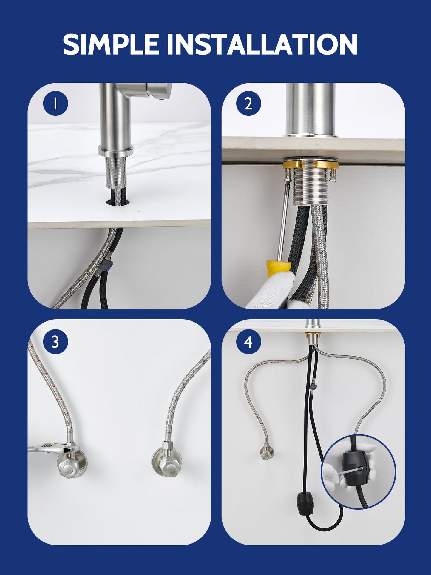 Brushed Nickel Kitchen Faucet with Pull Down Sprayer